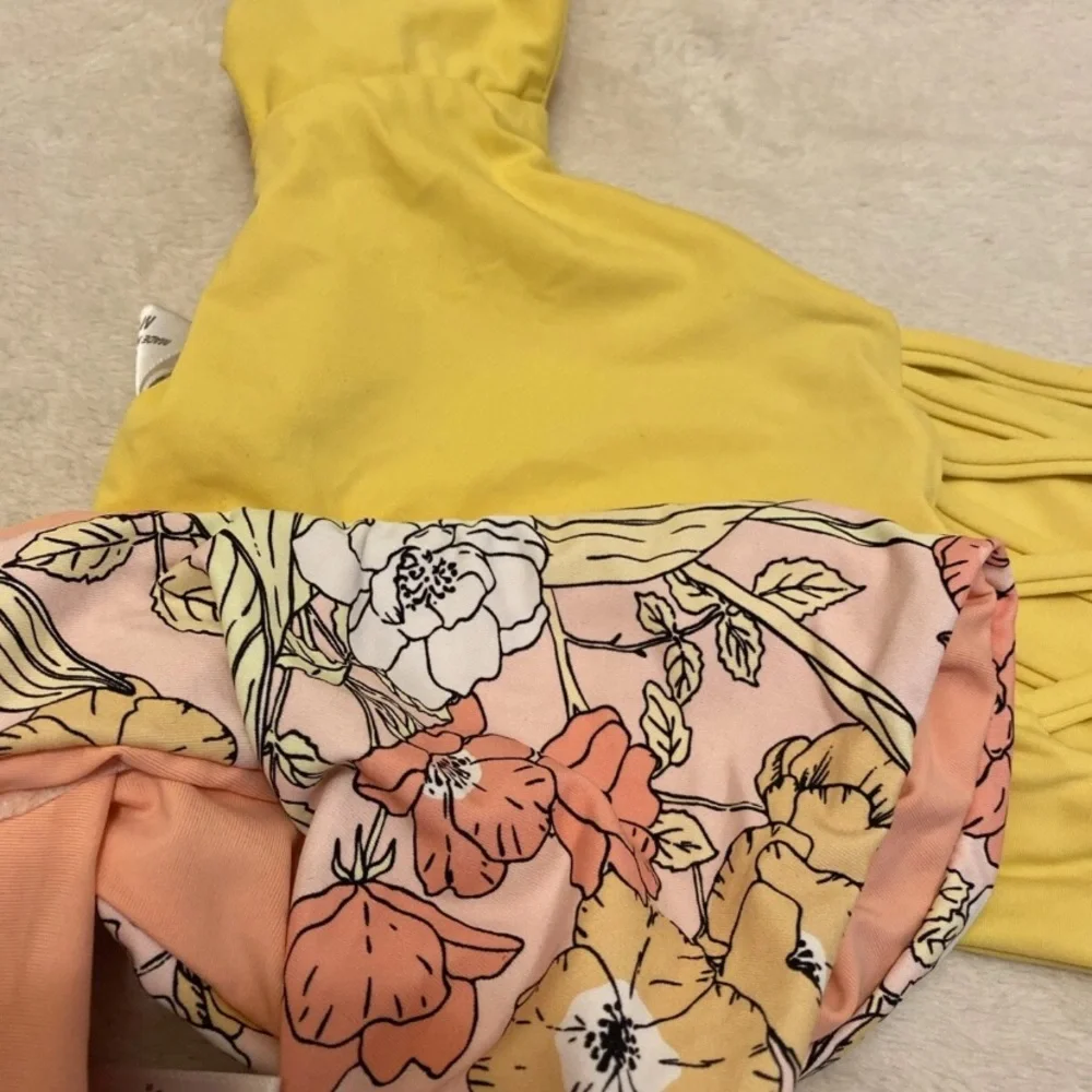 Dippin' Daisy's Yellow Crisscross Bikini with Floral Bottom